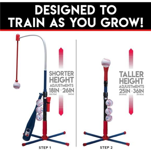 Franklin Sports Grow-with-Me Kids Baseball Batting Tee + Stand Set - Picture 4 of 6